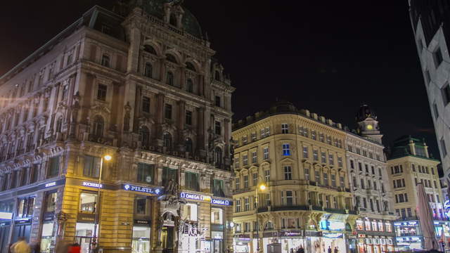 Der Graben in der Wiener Innenstadt bei Nacht – Hyperlapse