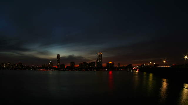 Boston Skyline Sonnenaufgang Weitwinkel