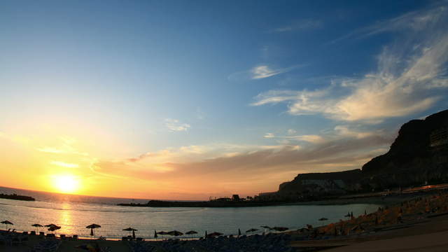 Gran Canaria Sonnenuntergang am Strand - Fisheye