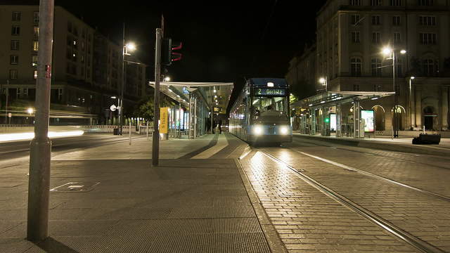 Strassenbahn Zeitraffer in Dresden