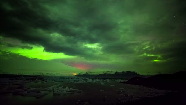 Aurora Borealis Gletschersee Jökulsárlón