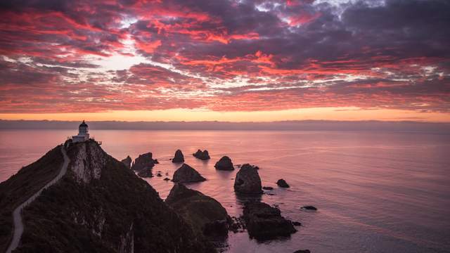 Nugget Point Leuchtturm, Neuseeland 4K