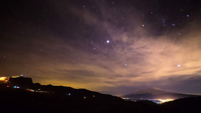 Sternenhimmel Zeitraffer Ätna, Sizilien