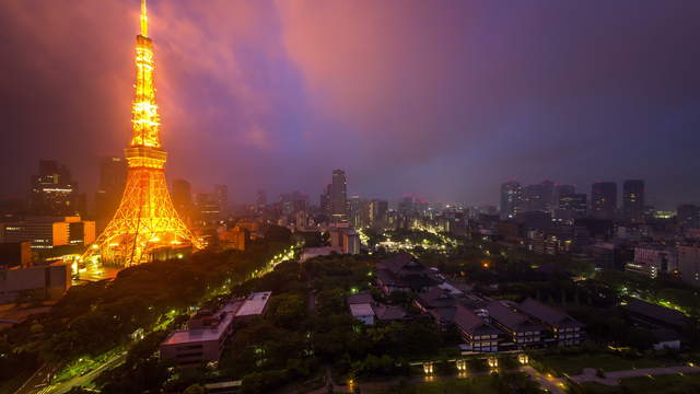 Tokio Tower Nacht zu Tag
