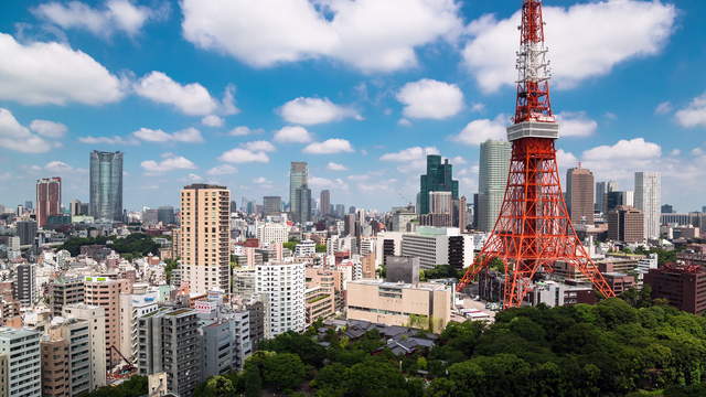Tokio Tower Weitwinkel Stock Footage