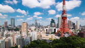 Zeitraffer - Tokio Tower Weitwinkel Stock Footage