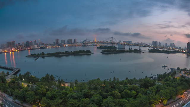 Tokio Rainbow Bridge Sonnenaufgang